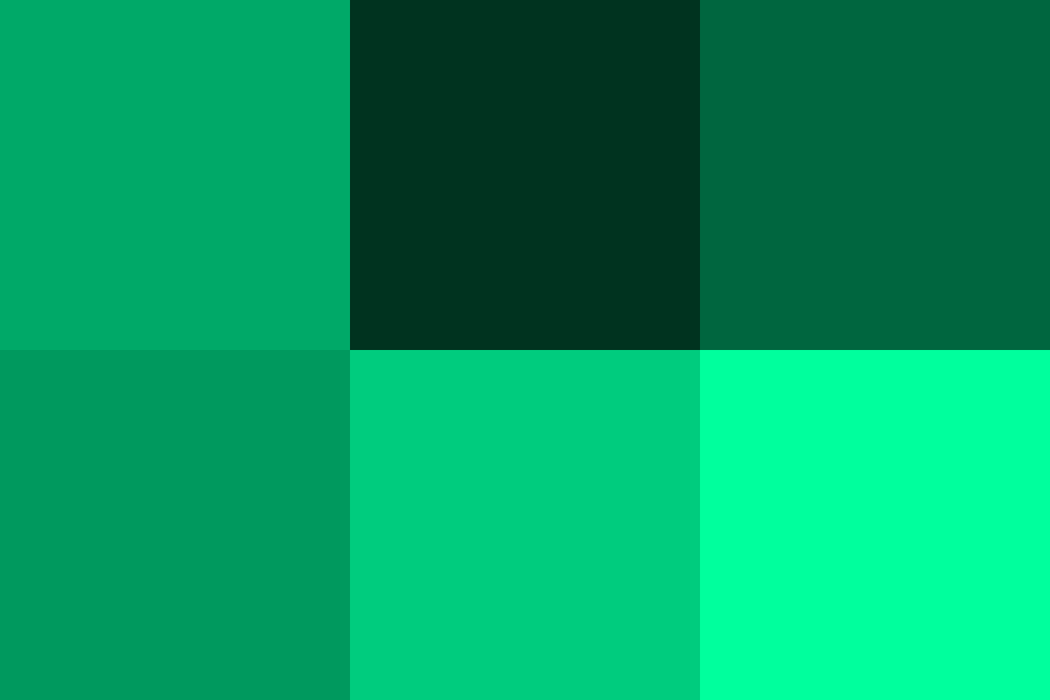 エメラルドグリーンの配色パターン 色の組み合わせ 原色大辞典